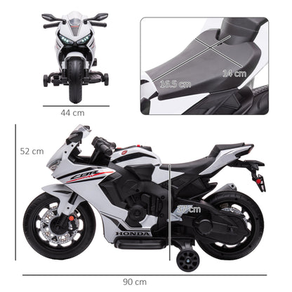 Honda Licensed Electric Motorcycle for Kids, 6V Rechargeable Battery, 3km/h Speed, White