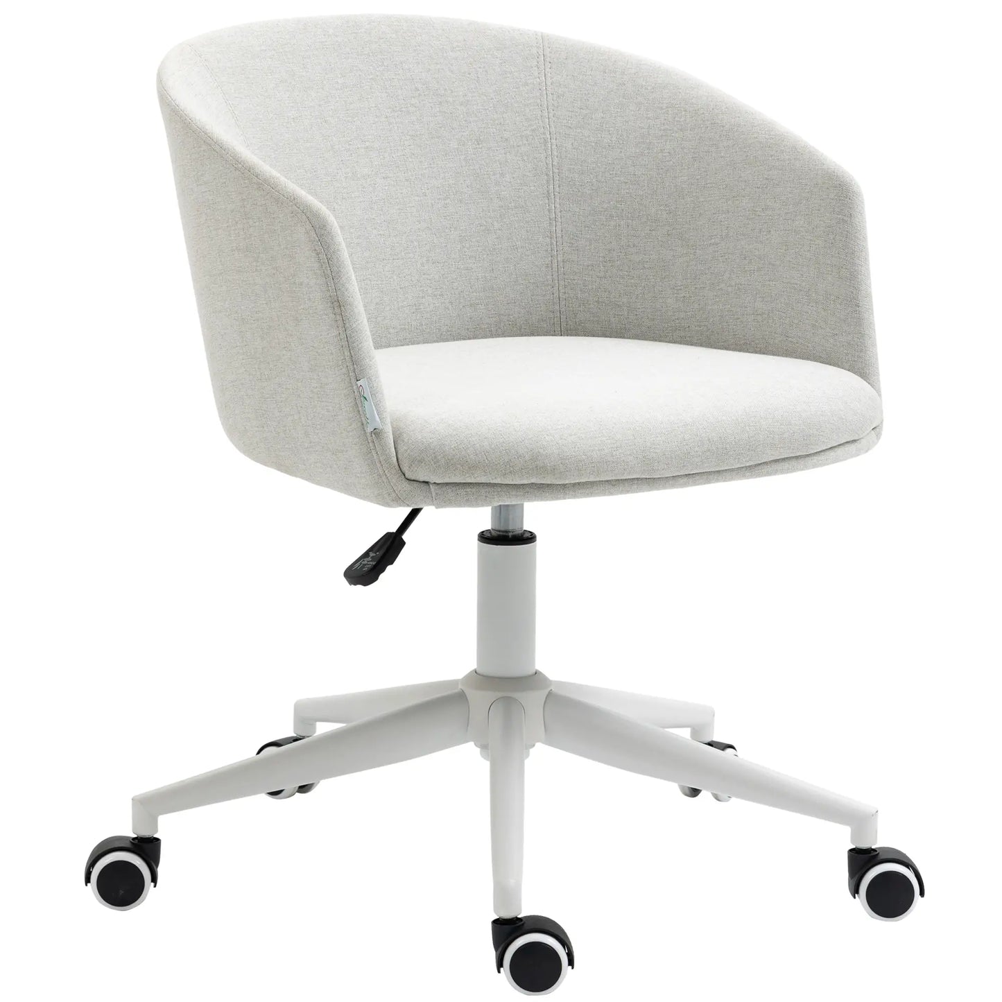 Height Adjustable Office Chair with Wheels and Swivel Fabric Seat, Light Grey