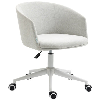Height Adjustable Office Chair with Wheels and Swivel Fabric Seat, Light Grey