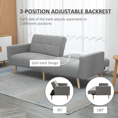 Grey Double Sofa Bed Breathable Linen and adjustable backrest | 205x95x80 cm