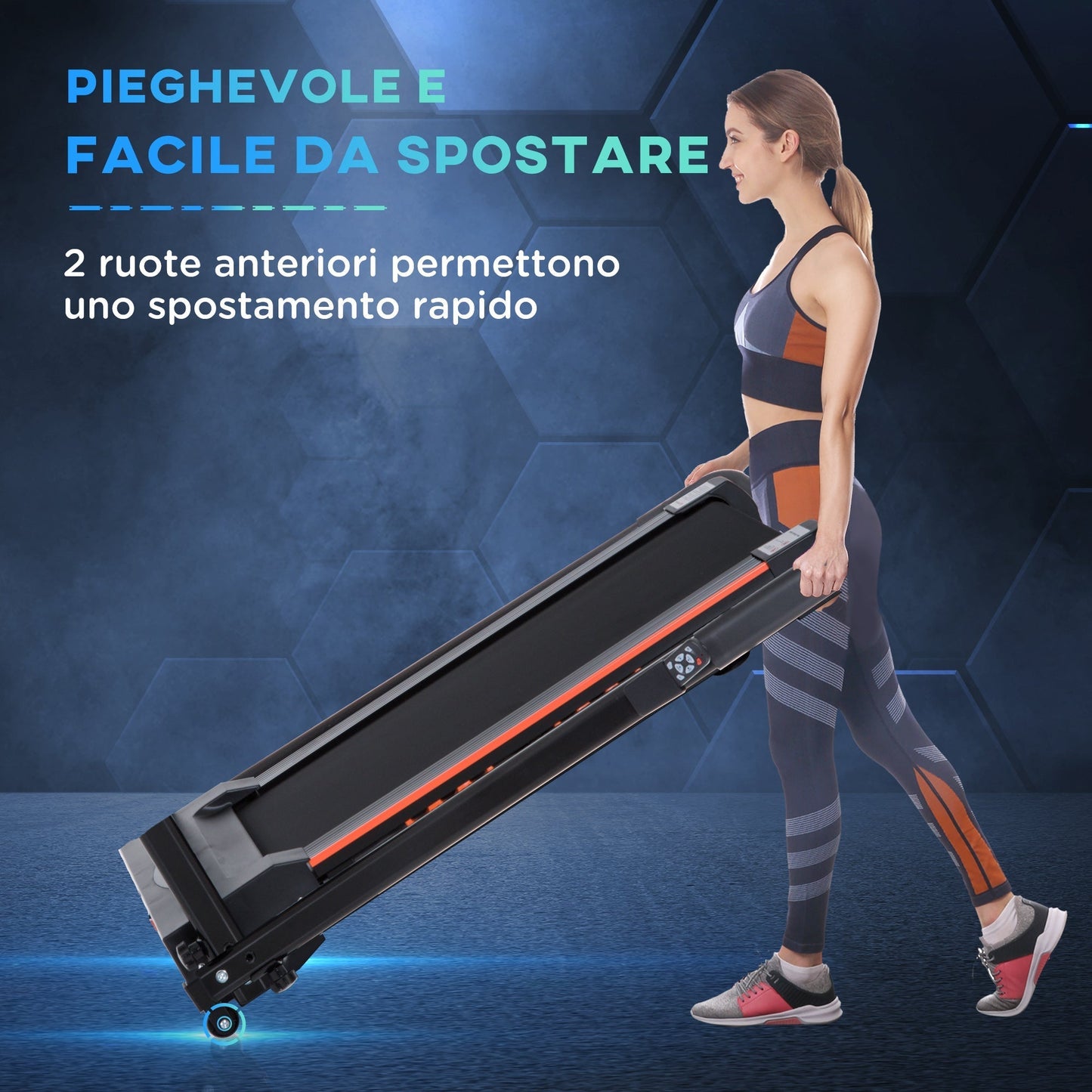 Folding Electric Treadmill with Remote Control and Safety Key, 1-6 km/h, 0.5HP Power, 105x56x108.5cm