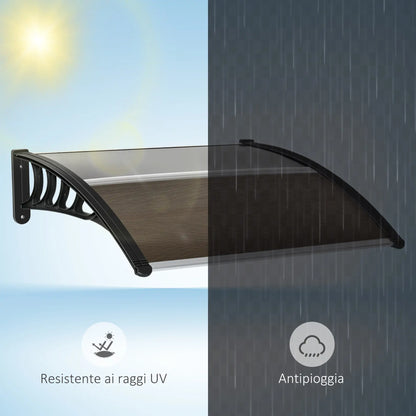 Outdoor Polycarbonate Canopy for Doors and Windows with Assembly Kit 103x96. 5x27cm - Brown