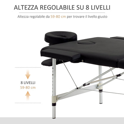 Professional Foldable Massage Table, Massage Table with Adjustable Height and Carrying Bag for Beautician and Therapist, Black