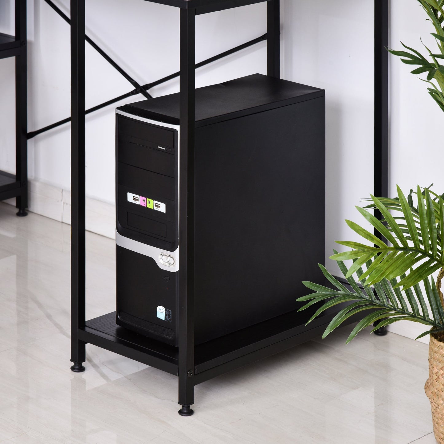 Computer Desk with Monitor and CPU Shelves, Office Desk for Home, Study and Work, Black, 140 x 60 x 93cm