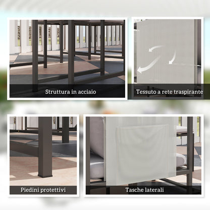 Garden Furniture Set with Dining Table, 4 Outdoor Chairs and 4 Footstools, Grey