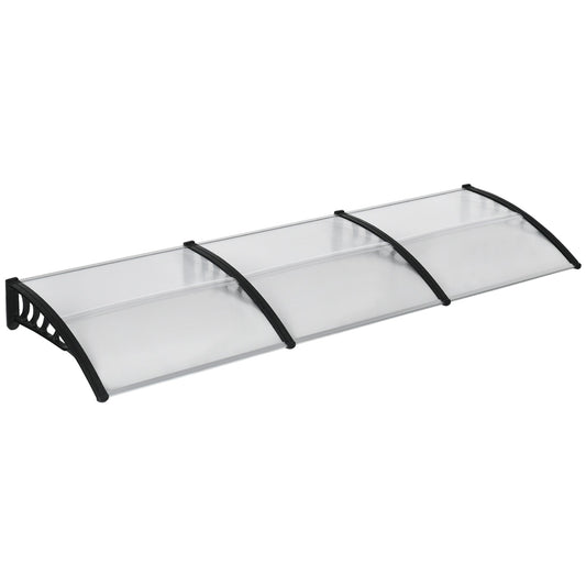 Polycarbonate and Aluminum Canopy for Balconies, Windows and Doors, 303x96x27 cm, Black and Transparent