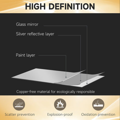 Rectangular Wall Mirror with Adjustable LED Lights and Touch Switch, 40x120cm