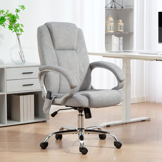 4-Point Massage Office Chair with Heater and Removable Footrest, Grey