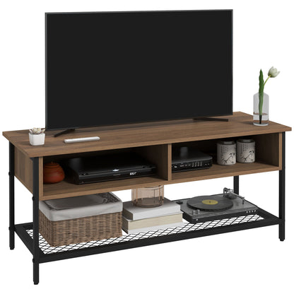 Industrial Style TV Stand Up to 48" in Wood and Steel, 110x40x48cm, Brown and Black