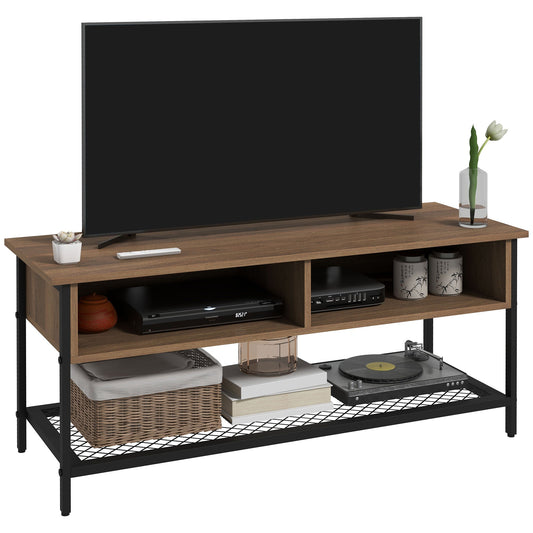 Industrial Style TV Stand Up to 48" in Wood and Steel, 110x40x48cm, Brown and Black