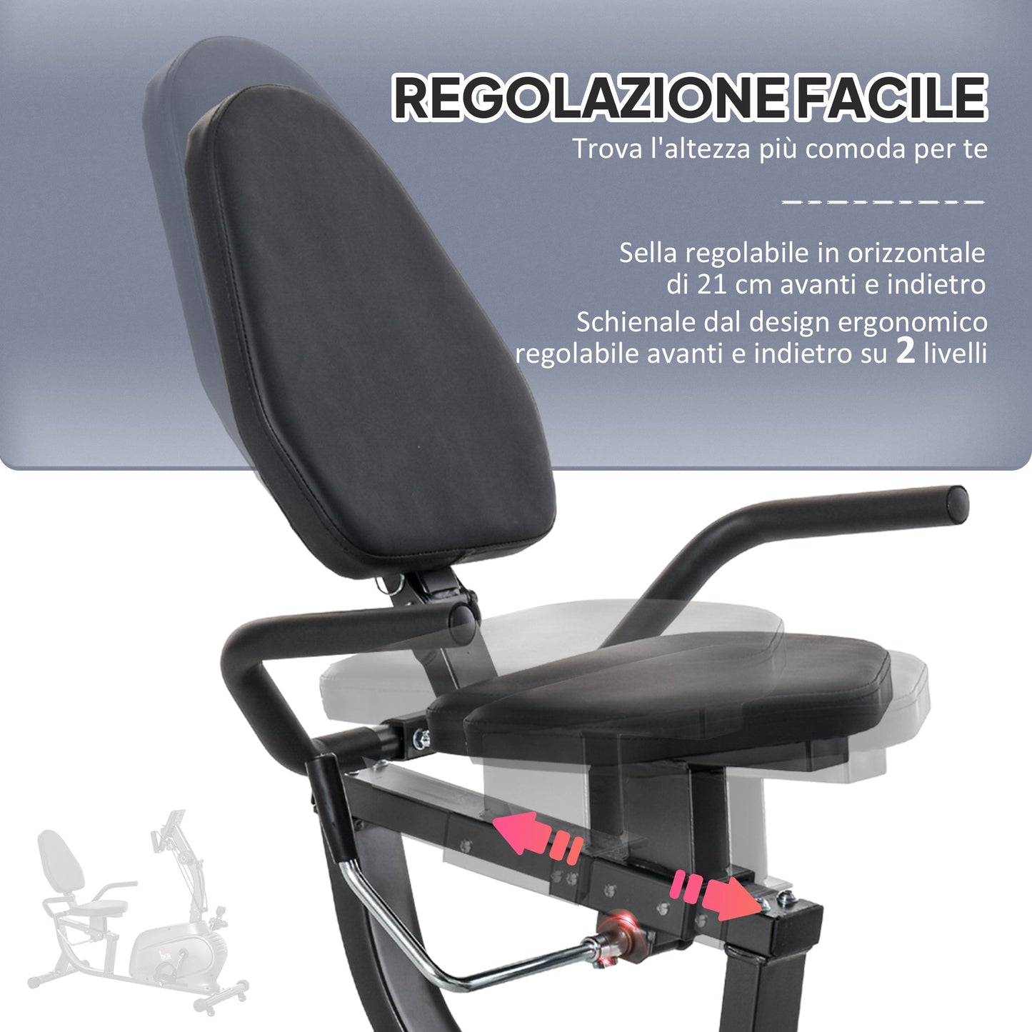 Magnetic Recumbent Exercise Bike with 8 Resistance Levels, LCD Display, Adjustable Seat and Arm Bands