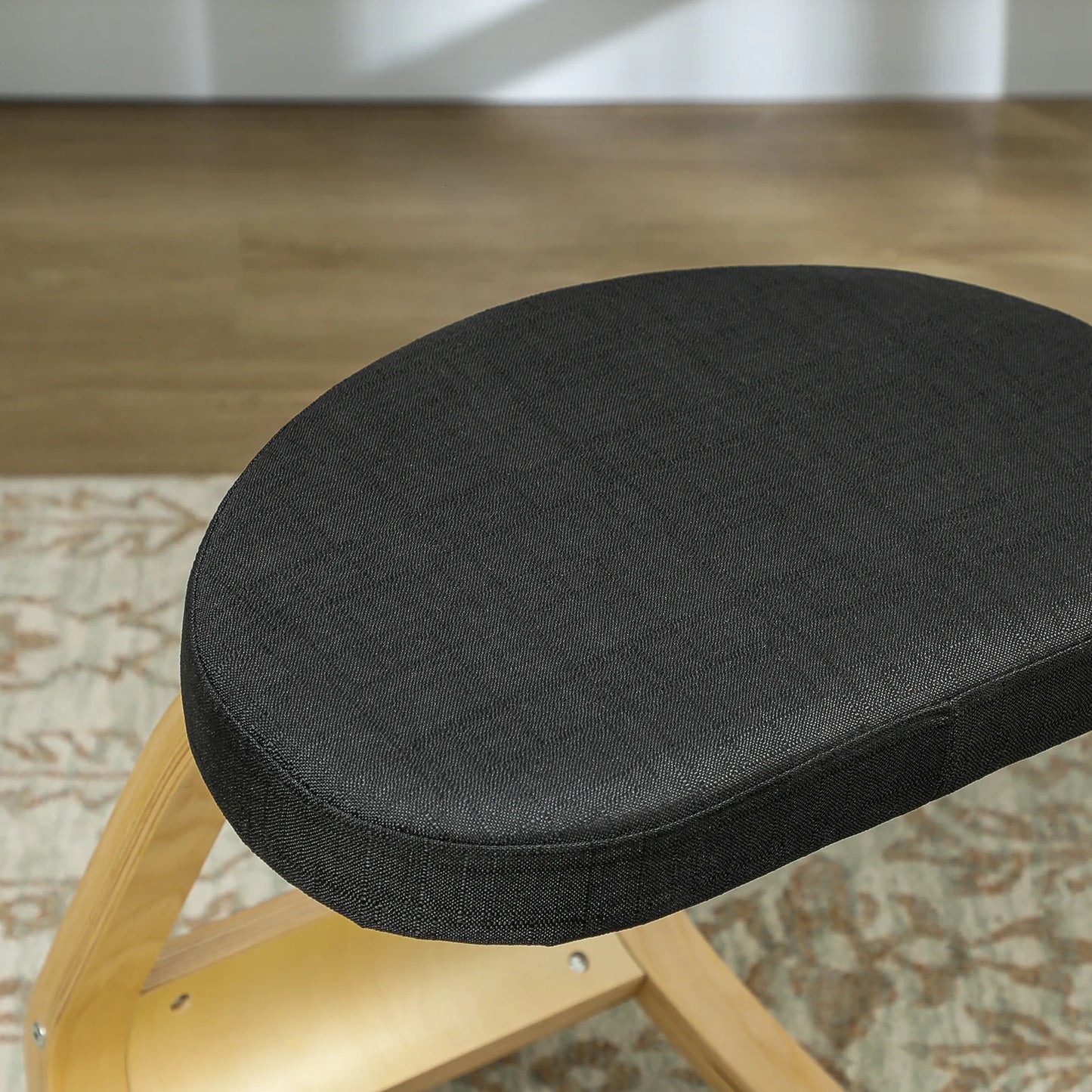 Ergonomic Rocking Kneeling Chair in Black Linen Finish