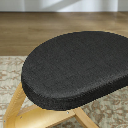 Ergonomic Rocking Kneeling Chair in Black Linen Finish