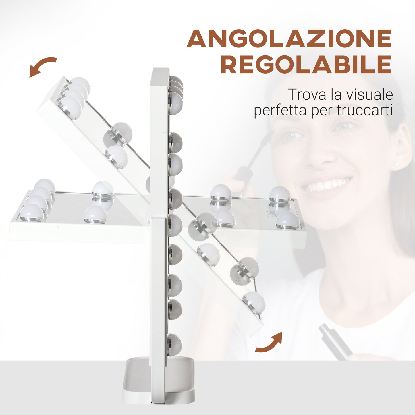 Tilting Illuminated Makeup Mirror with 12 LED Lights and Adjustable Brightness, 32.8Lx11x47.4cm