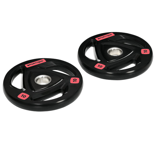 Set of 2 10kg Steel Weight Discs with Rubber Coating for Barbell