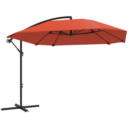Cantilever Umbrella with Adjustable Cover and Cross Base, in Metal and Polyester, 260x304x245 cm, Bordeaux