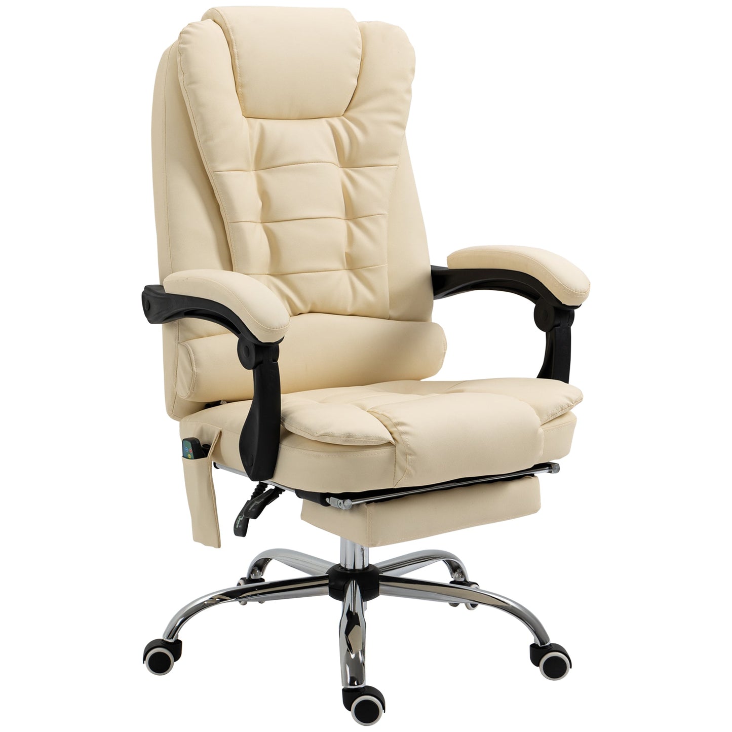 Ergonomic massant armchair winner at adjustable height with 6 vibrant points, 65x160x104 cm, cream