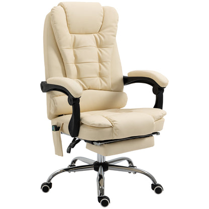 Ergonomic massant armchair winner at adjustable height with 6 vibrant points, 65x160x104 cm, cream