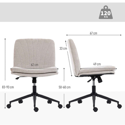 Adjustable Office Chair, Tilting and Swivel, Chenille Fabric and Steel, 62x67x83-93 cm, Beige