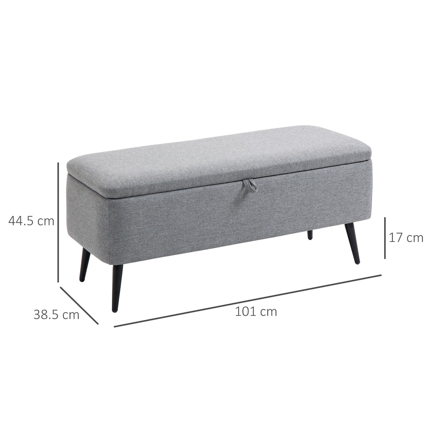 Velvet Fabric Storage Bench, for Bedroom, Living Room and Entrance, 101x38.5x44.5 cm, Grey