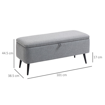 Velvet Fabric Storage Bench, for Bedroom, Living Room and Entrance, 101x38.5x44.5 cm, Grey
