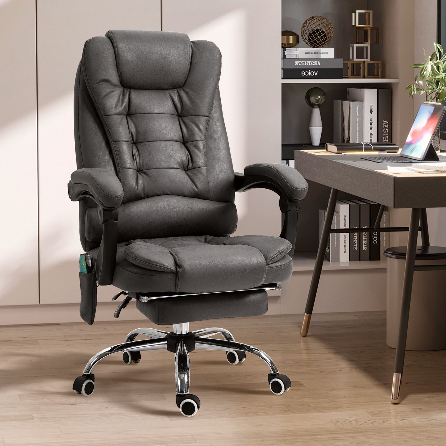 Office Chair Massage and Recliner with Heat and Adjustable Height, Grey