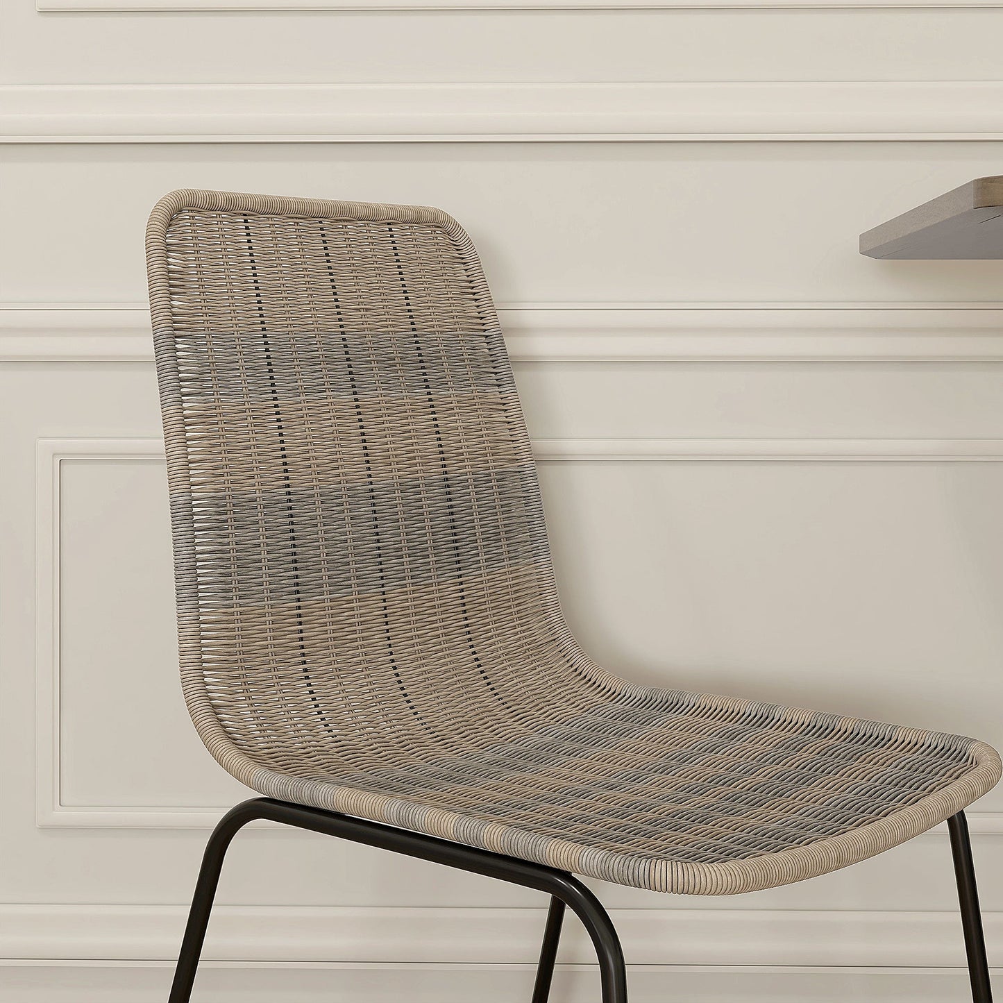 Set of 2 Boho Style Garden and Indoor Chairs with Low Backrest and PE Rattan Upholstery, Yellow