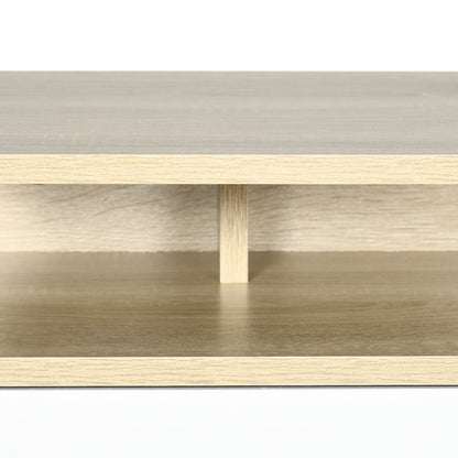 Set of 2 Floating Bedside Tables with Drawer and Top Shelf, Wooden, 35x32x22.5 cm, White and Oak