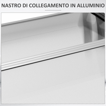Polycarbonate and Aluminum Canopy for Balconies, Windows and Doors, 303x96x27 cm, Black and Transparent