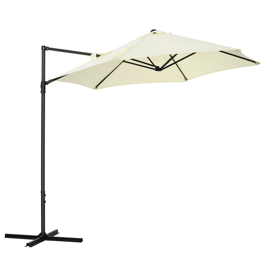 Cantilever Garden Umbrella 2.6x2.5 m with 360° Rotation and Crank, Beige