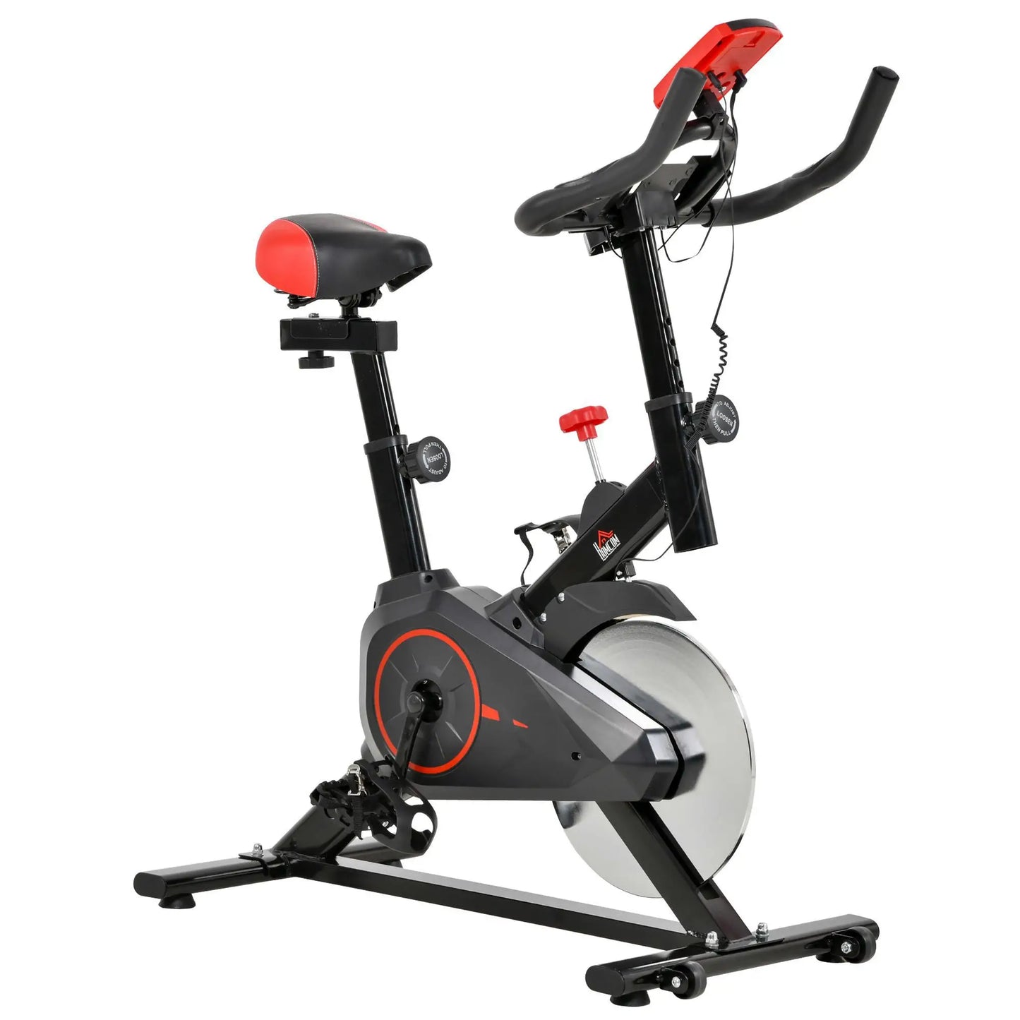 Professional Indoor Exercise Bike with Adjustable Seat, Monitor and 6kg Flywheel, Aerobic Fitness Training, 85×46×114cm