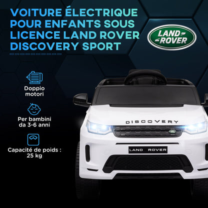 Electric Ride-On Car for Kids Licensed Land Rover with Headlights, Horn and Belt, 106x65.5x51 cm, White