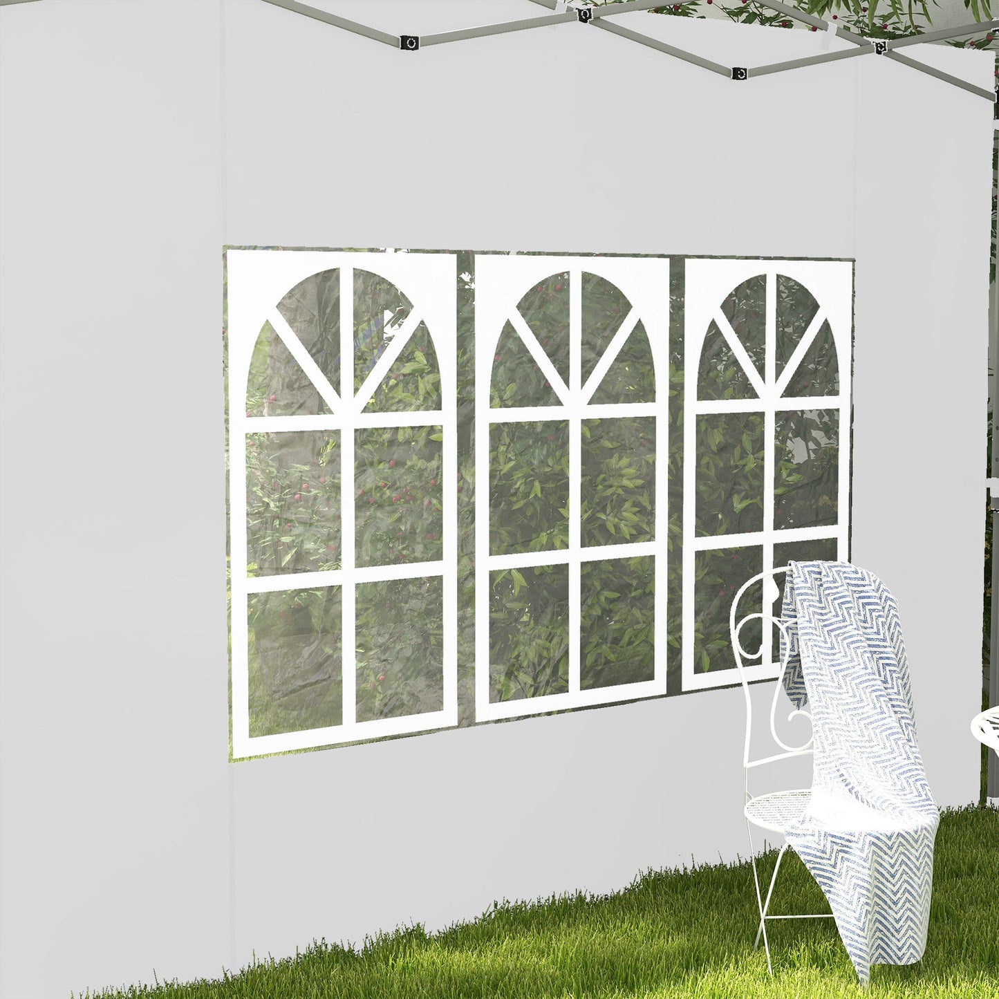 3x3 or 3x4 Gazebo Walls with Windows Included, Plastic and Oxford Fabric, 295x195 cm, White