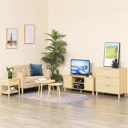 Modern Bedside Table with Drawer and Lower Shelf for Storage, in MDF, 40x40x48 cm, Wood color