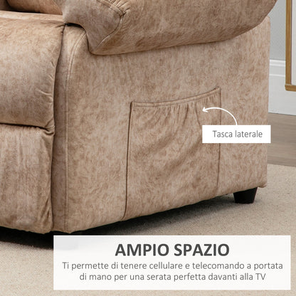 Manual Reclining Fabric Relax Chair with Removable Footrest and Side Pocket, Beige