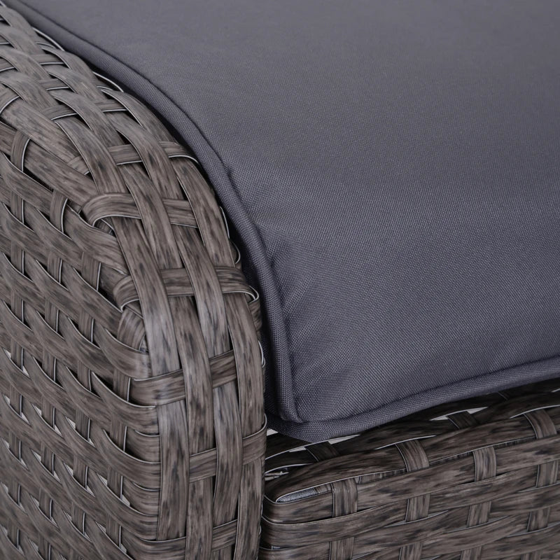 Garden Furniture Set 2 Armchairs 2 Footstools 1 Coffee Table in Tempered Glass Rattan Grey