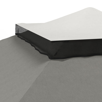 Height Adjustable Outdoor Gazebo with Mosquito Nets, in Metal and Oxford Fabric, 3.3x3.3x2.8 m, Dark Gray