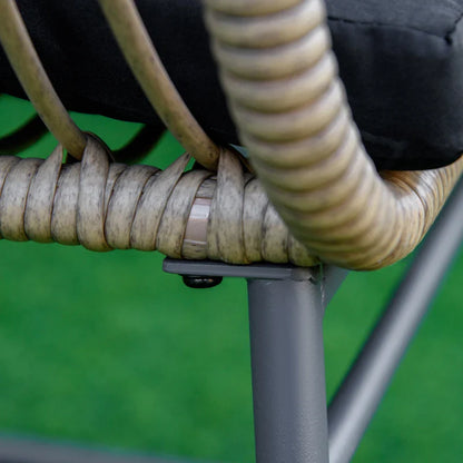 Boho Style PE Rattan Garden Furniture Set with 2 Armchairs, Sofa and Coffee Table