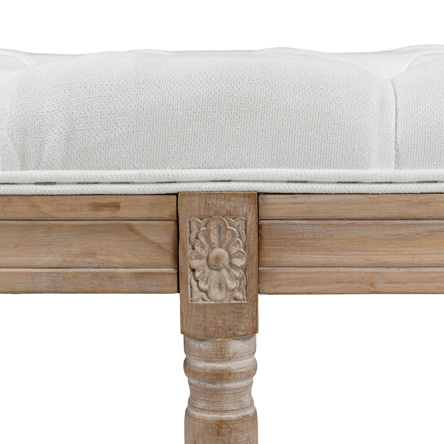 Vintage Style Upholstered Bedside Bench in Fabric and Wooden Legs, 117x40x48