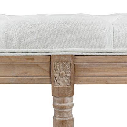 Vintage Style Upholstered Bedside Bench in Fabric and Wooden Legs, 117x40x48