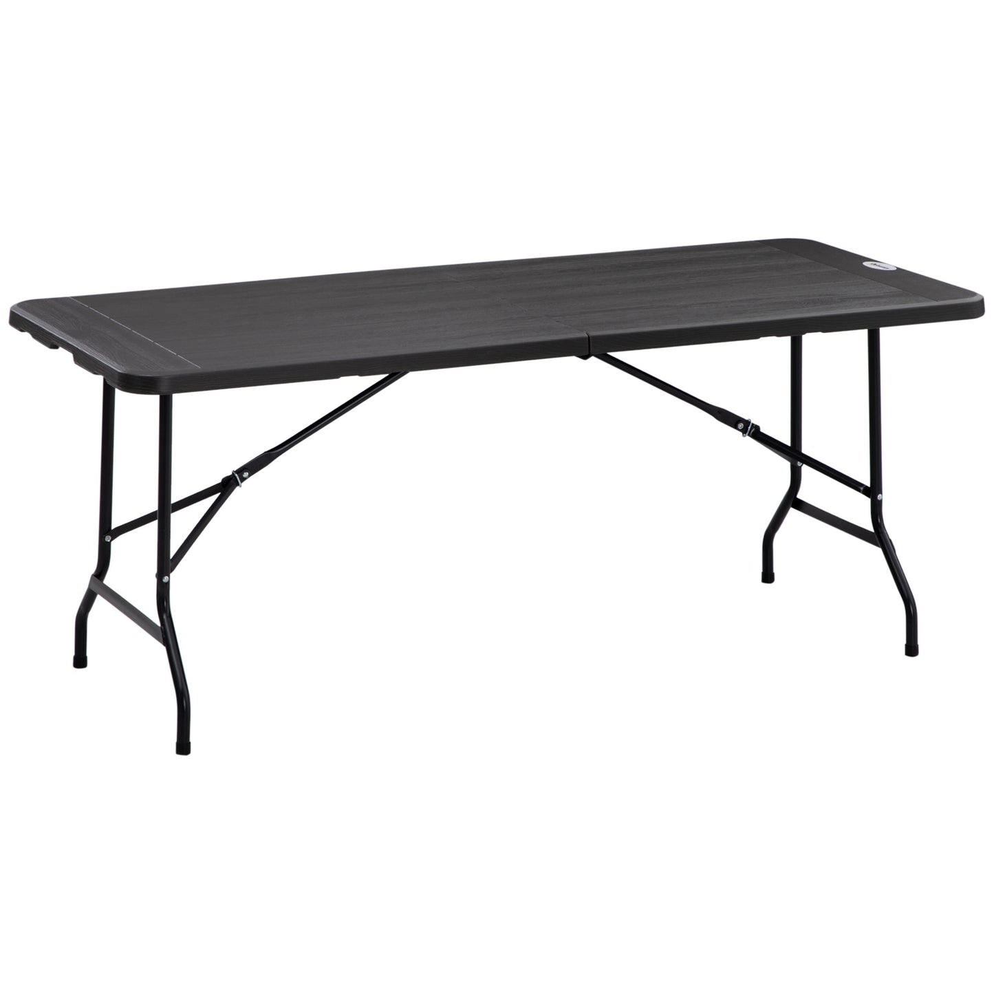 Folding Garden Table for 6 People in Steel and HDPE, 180x75.5x73cm, Dark Grey
