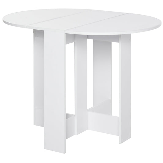 Foldable Dining Table with 2 Flaps, Extendable Wooden Dining Table Space Saving for Kitchen and Living Room, 104x76x73.7 cm, White