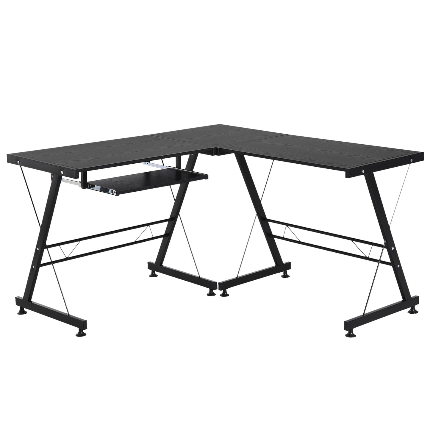 Desk convertible corner multi -show wood and black steel