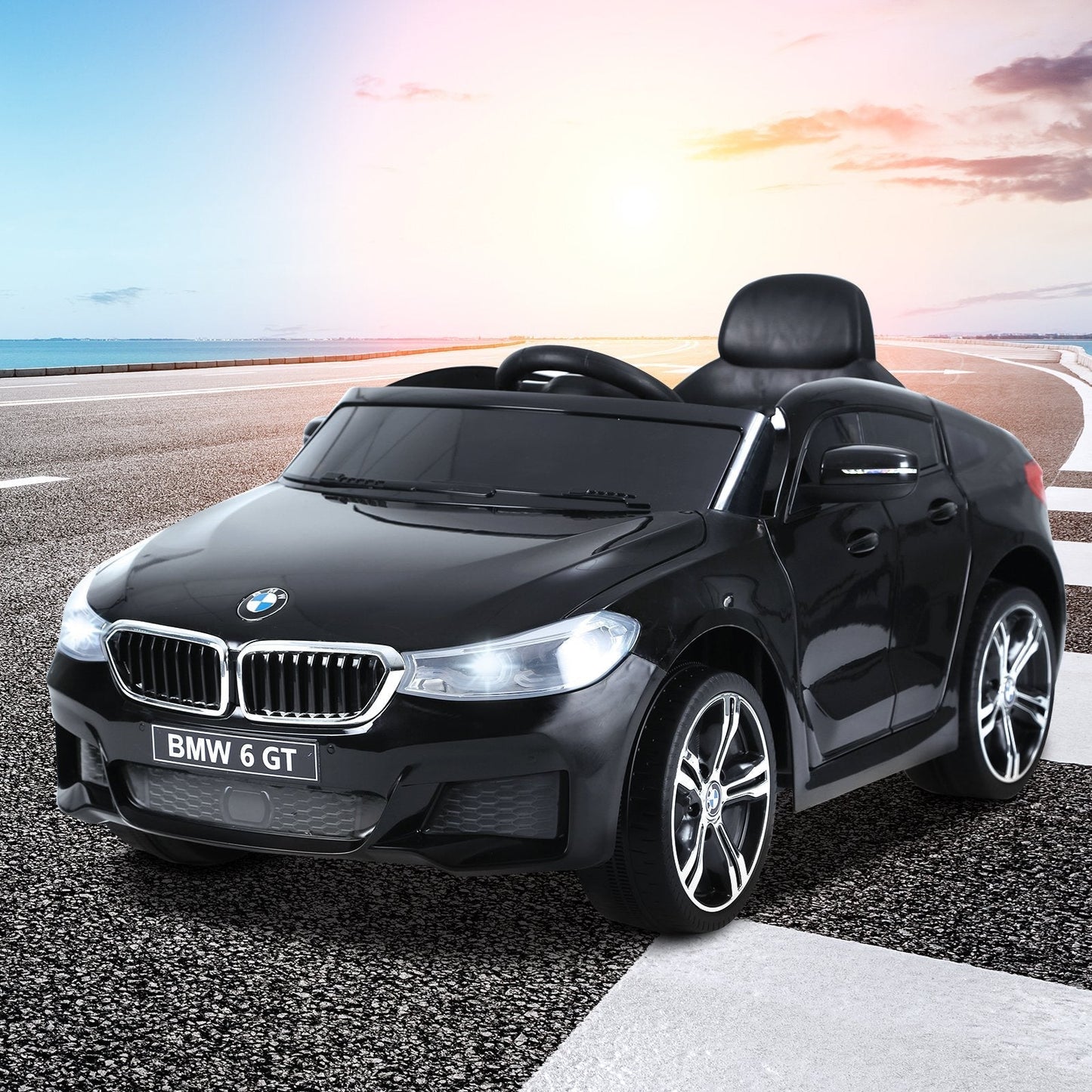 BMW 6GT 6V Electric Ride-On Toy Car, Remote Control Car with Music and LED Headlights, MP3 Player, Horn, 106 x 64 x 51 cm, Black