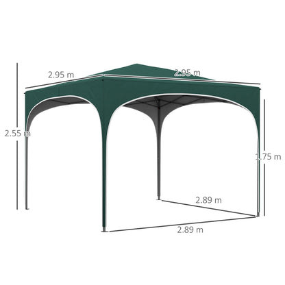 Gazebo, Adjustable Height Garden Gazebo with Drainage Holes and Carry Bag, Metal, Green