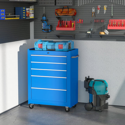 Tool Trolley Equipment Storage with Drawer Blue 61.5 x 33 x 82.5cm