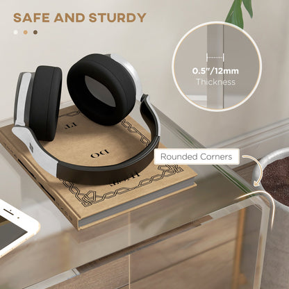 Living room coffee table in UC with smooth edges and rounded corners, 53.5x30.5x53.5 cm, transparent