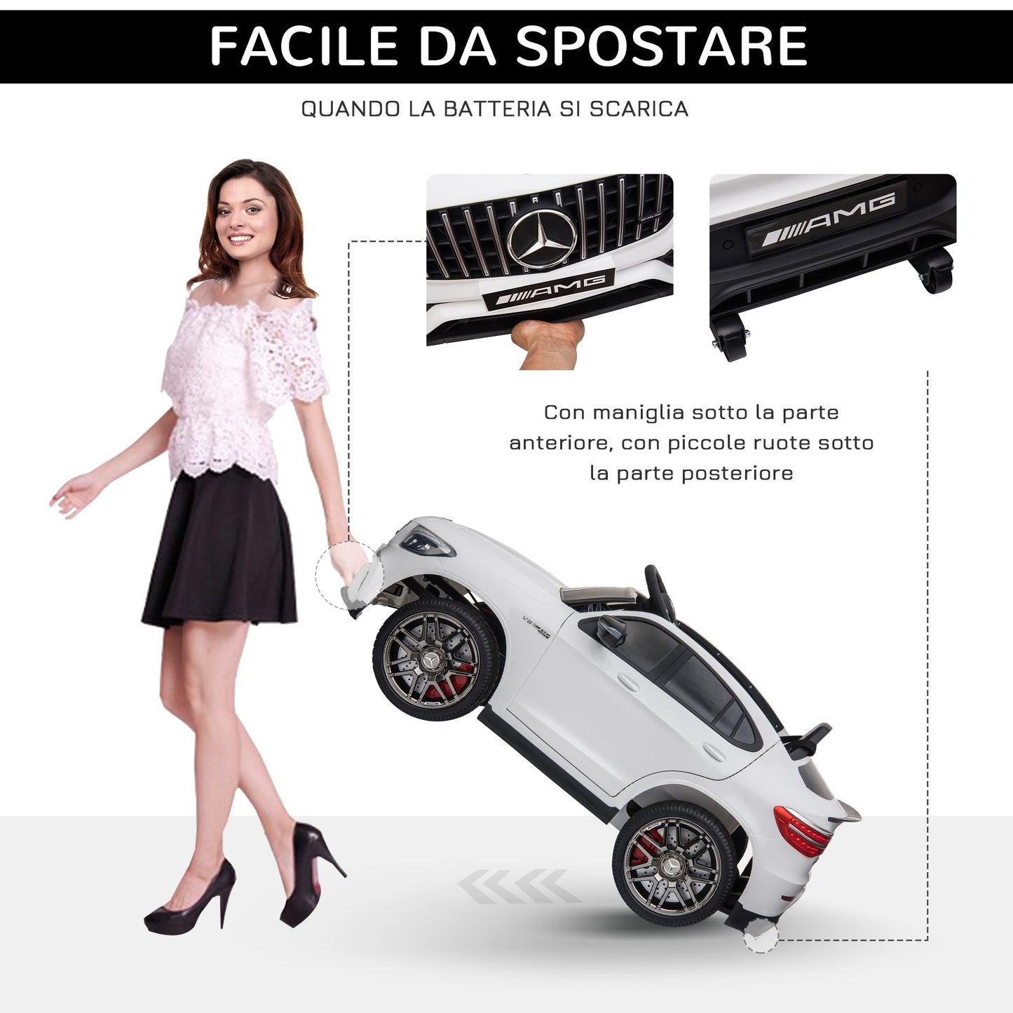 Electric Ride-On Car for Kids 3-5 Years Mercedes with Seat Belt and Remote Control, White