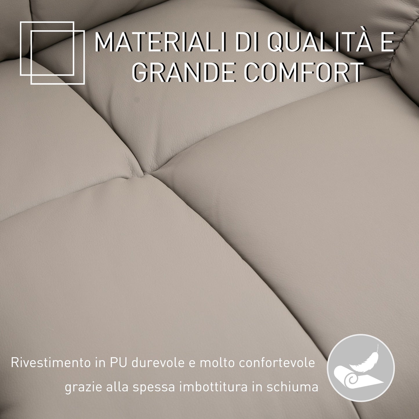 Relax Armchair with 8 Massage Points and 165° Reclining in Faux Leather, Grey
