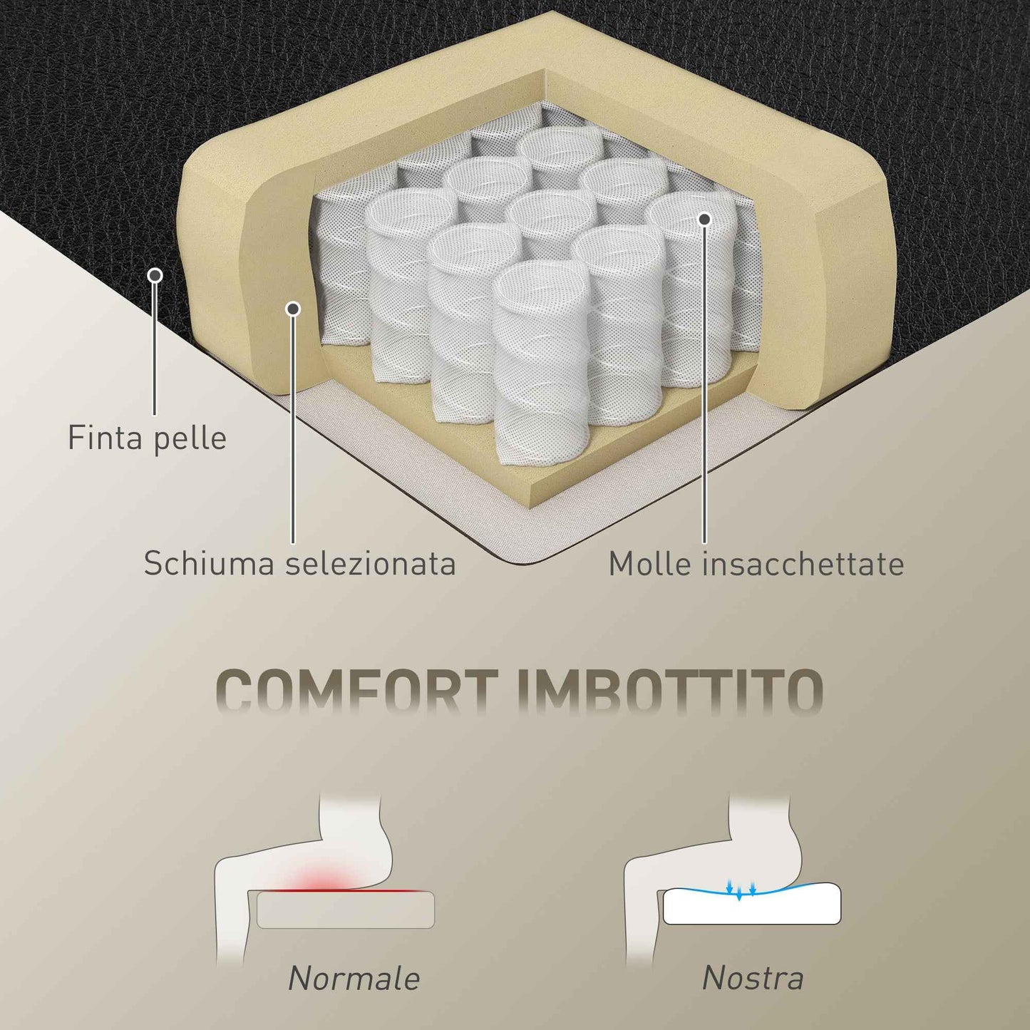 Office Chair with Footrest and Headrest, PU Leather, Foam and Metal, 76x73x117-125 cm, Black